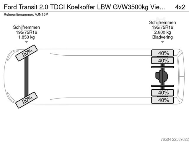 Caz frigorific Ford Transit 2.0 TDCI Koelkoffer LBW GVW3500kg Vient...
