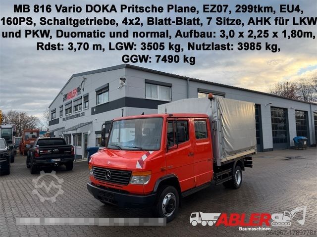 Transporter mit Pritsche & Plane MERCEDES-BENZ 816 D Vario DOKA Pritsche Plane 2x AHK