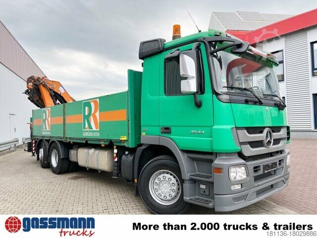 Platós teherautó Mercedes-Benz Actros 2544 L 6x2, Retarder, Lenkachse, Heckkran