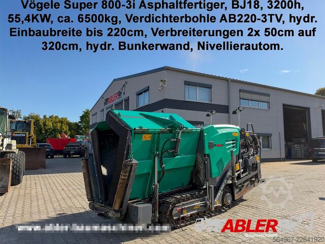 Hjuldrevet asfaltudlægger Vögele Super 800-3i 55,4 kW 6500 kg