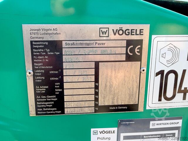 Hjuldrevet asfaltudlægger Vögele Super 800-3i 55,4 kW 6500 kg