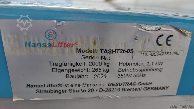 Υδραυλικό ψαλιδωτό ανυψωτικό τραπέζι HANSE LIFTER TASHT 2T