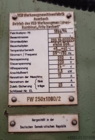 Fresadora horizontal universal Auerbach FW 250 x 1000 / 2