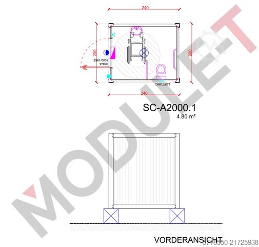 Container sanitario senza barriere / WC nuovo Module T Germany GmbH Sanitärcontainer barrierefrei 2,40×2,00