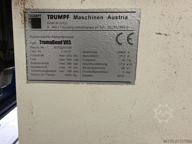 Prensa dobradeira Trumpf TrumaBend V85