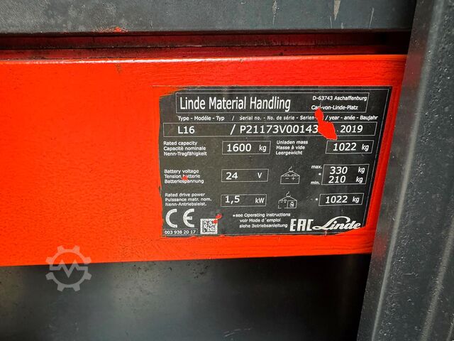 2019 Manutenzione + Revisione UVV 06/2027 3.077 ore Linde L16i