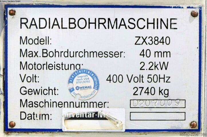 Rapid Radial Drilling Machine V-Trade ZX 3840