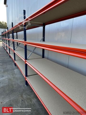 širokorozponový skladový regál ca. 57 lfm. Weitspannregale H: 200 cm T: 60 cm , 400 kg Fachlast , 4 Ebenen