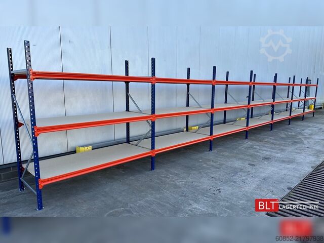širokorozponový skladový regál ca. 28,55 lfm. Weitspannregale H: 200 cm T: 80 cm , 400 kg Fachlast , 3 Ebenen