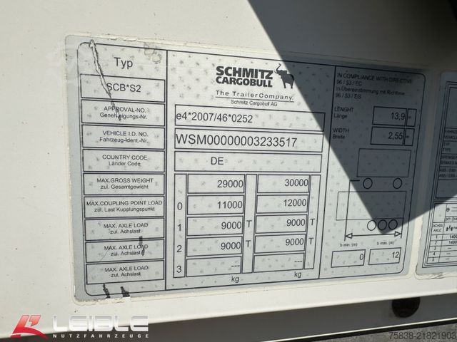 Semi-reboque aberto com lona SCHMITZ CARGOBULL SCS 18/L*Standard Tautliner*Zertifikat Code XL*