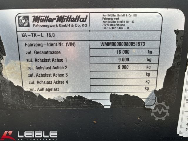 Driezijdige kipperaanhanger MÜLLER-MITTELTAL KA-TA 18*Dreiseiten-Alukipper*BPW*Öse 50mm*