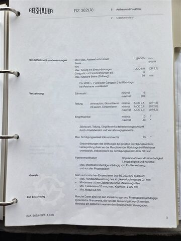 Μηχανή λείανσης οδοντωτών τροχών - Εξωτερική οδόντωση REISHAUER RZ362A