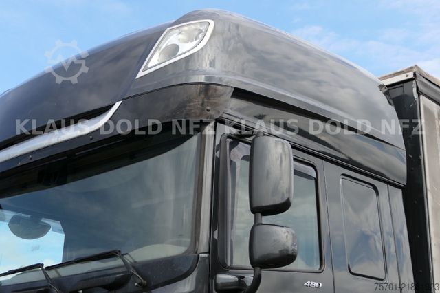 Camion plateau avec bâche DAF XF 480 Pritsche Plane Retarder Standklima Euro 6