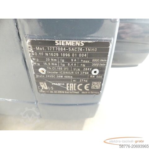 Unidade de controlo Siemens 1FT7084-5AC74-1NH0 YFN1629189601004 generalüberholt - 12 Mon. Gewährl.