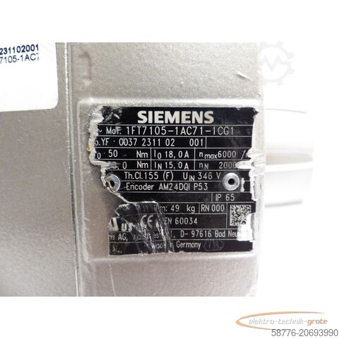 Besturingsunit Siemens 1FT7105-1AC71-1CG1 SN: YF0037231102001 Motor - generalüberholt! -