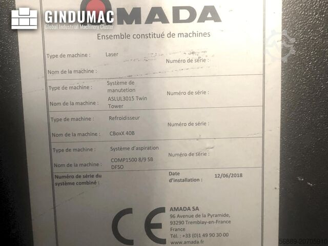 Mašina za lasersko rezanje vlakana AMADA LCG-3015AJ 9kw + ASLUL TWIN TOWER