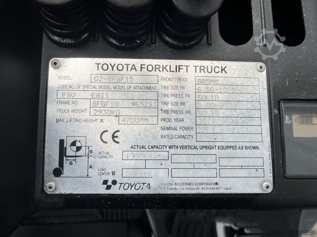 Montacargas de GLP Toyota 8FGF15