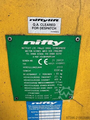 Plataforma de trabalho telescópica articulada Niftylift HR21 HYBRID 4X4 hoogwerker Knikarmhoogwerker