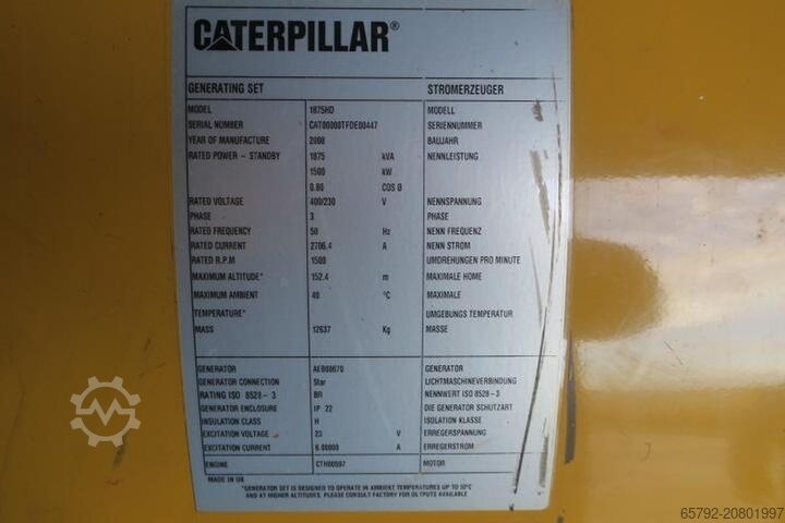 2008 Caterpillar 3512B-HD - 1875/2060 KVA Caterpillar 3512B-HD