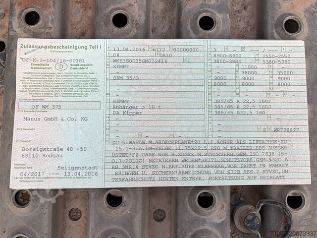 Tipper Semi-trailer Kempf 3-axle aluminium tipper semi-trailer