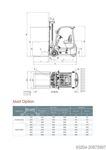 Electric 3-wheel forklift EP TDL201