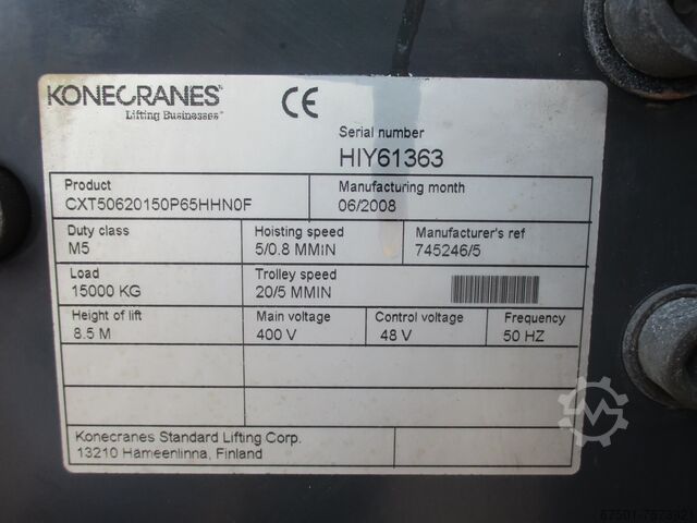 Electric hoist, electric hoist, crane Konecranes Doppelte Bremse!! XT 500  15 t Seilwinde  (1963)