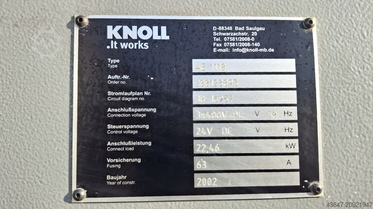 Sistema de tratamiento de emulsión, filtro de emulsión KNOLL VRF 450/2100 R