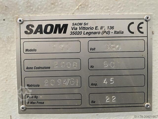 SAOM T55 Pantógrafo CNC de 2000 usado, no probado, vendido tal como se ve y gusta. Saom T55