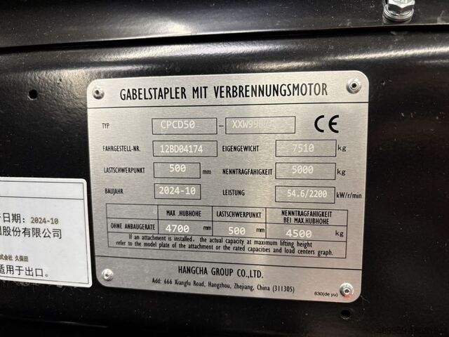 Carretilla elevadora diésel Hangcha Dieselstapler CPCD50