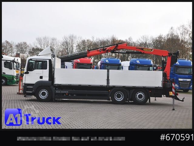 Düz kasa kamyon MAN TGS 26.440, Kran PK20.501L Lenkachse,