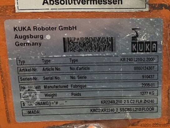 Robot industriel KUKA KR 240 L210-2 2000