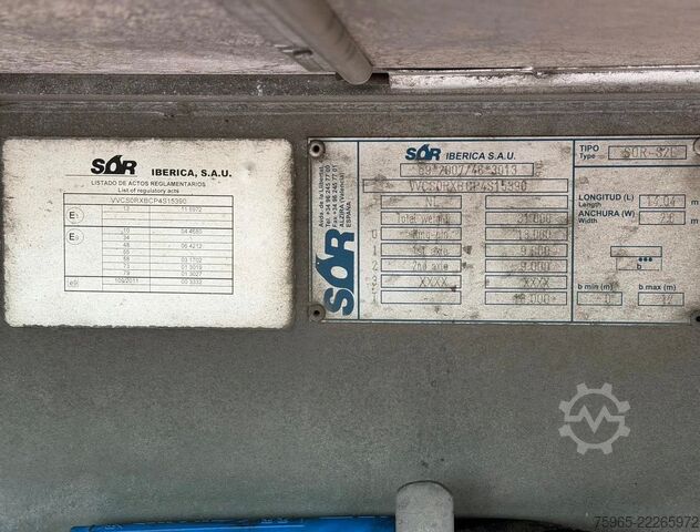 Hűtő félpótkocsi Sor SP71-SR2FR 2-AS STUURAS 270 CM HOOG 250 CM B
