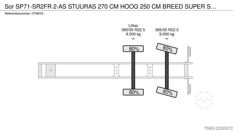 Hűtő félpótkocsi Sor SP71-SR2FR 2-AS STUURAS 270 CM HOOG 250 CM B