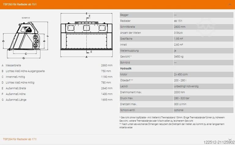 Blade separators Wolf Technik für Baumaschinen Terra-Star TSP.263