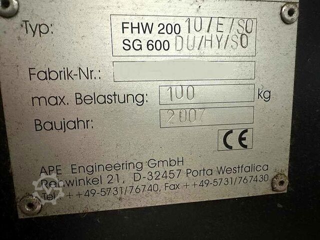 High-lift pallet truck with cable reel gripper APE Engineering FHW 200 10/E/S0