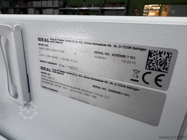 Máquina cortadora de papel IDEAL Krug & Priester 5560 LT Schneidemaschine mit Lufttisch