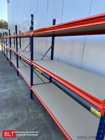 Regał magazynowy o szerokim rozstawie ca. 28,55 lfm. Weitspannregale H: 200 cm T: 60 cm , 400 kg Fachlast , 3 Ebenen