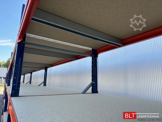 Regał magazynowy o szerokim rozstawie ca. 13,35 lfm. Weitspannregale H: 200 cm T: 80 cm , 400 kg Fachlast , 4 Ebenen