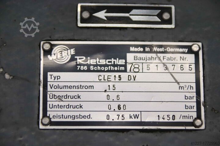Vakuumpumpe 0,75 kW Werie Rietschle CLE15 DV