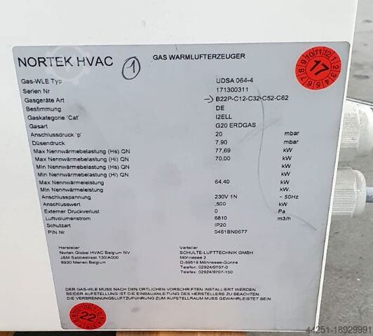 Varmluftgenerator Reznor UDSA064-4