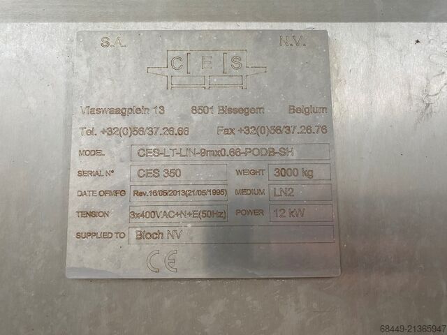 Nitrogénalagút modell CES-LT-LIN-9x0.66 CES stikstofvriezer Model CES-LT-LIN-9x0.66