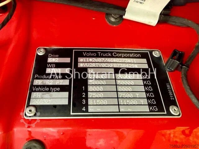 Standaard-SZM Volvo FH 460 6x2/Kipphydraulik/Lenk+Liftachse/Eu6
