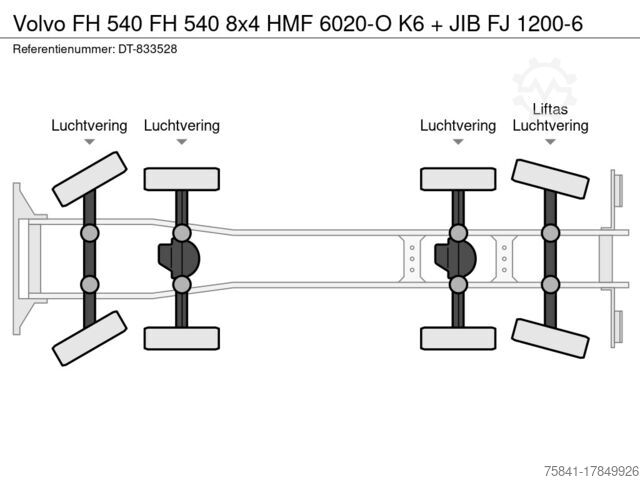 Autogru Volvo FH 540 FH 540 8x4 HMF 6020-O K6 + JIB FJ 1200-6