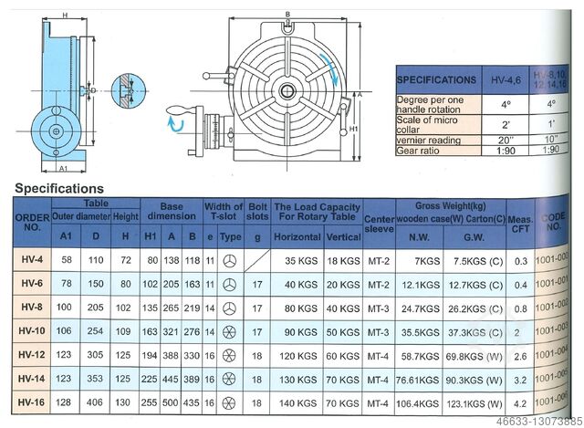 Horizontale en verticale draaitafel VERTEX HV-4