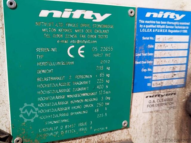 Platformă de lucru telescopică articulată Niftylift HR17NE