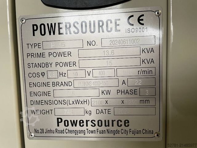 Generator set Perkins 403D-15 - 15 kVA Generator - DPX-19800