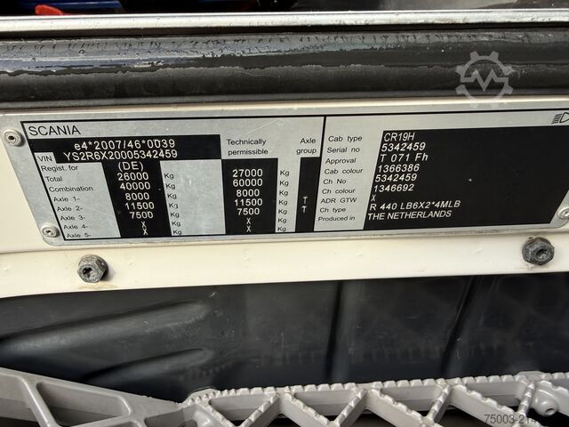 LKW mit Pritsche (offen) Scania R440 6X2*4 Kran HMF 5020 K5