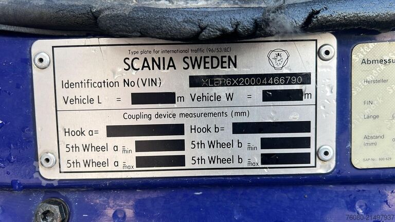 Systém ramene s hákem Scania 124 - 470 (BELGIAN TRUCK / 6X2 / PDE / GOOD CON...