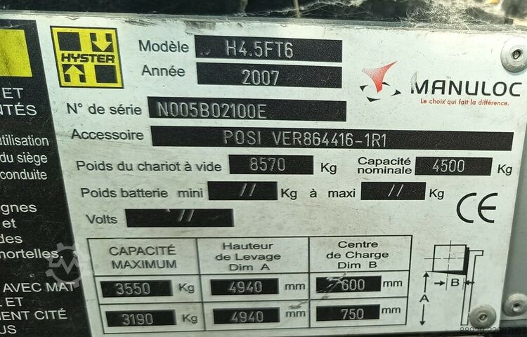 Hyster diésel HYSTER H4.5FT6