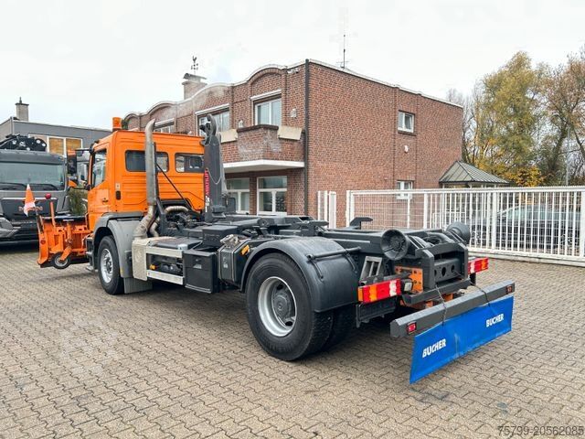Kroghejselastbil MERCEDES-BENZ 1824 Axor Abroller mit Schneeschild und Streuer